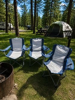 three oversized folding chairs, great for camping or makes great beach chairs