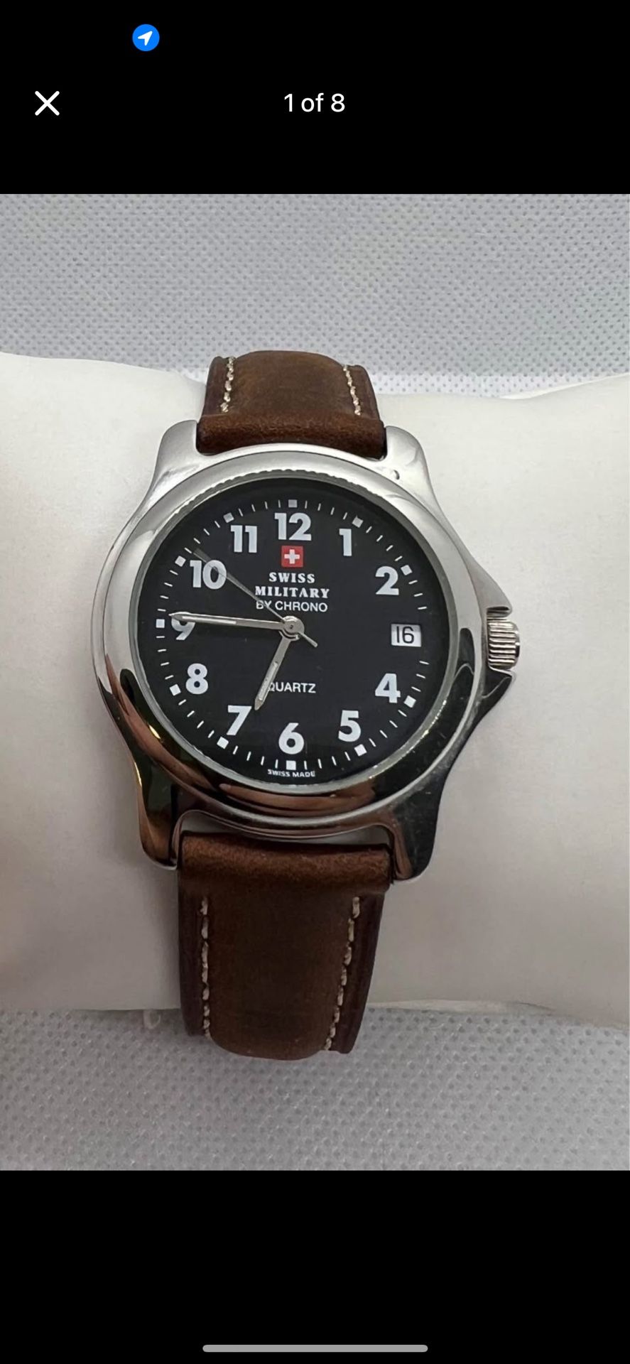 🐻🐻Luxury Vintage Swiss Military By Chrono Men Watch Date+Leather+50M SWISS🐻🐻