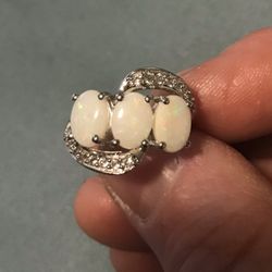 Australian Opal & Topaz Ring Size 5