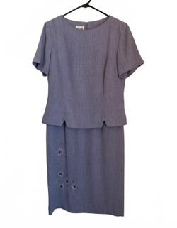 Leslie Fay Vintage 90's Dress Size 10 Embroidery Floral Classic City Cottage