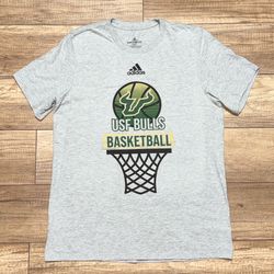 Adidas USF Bulls Logo Basketball Amplifier Tee Short Sleeve T Shirt Mens M