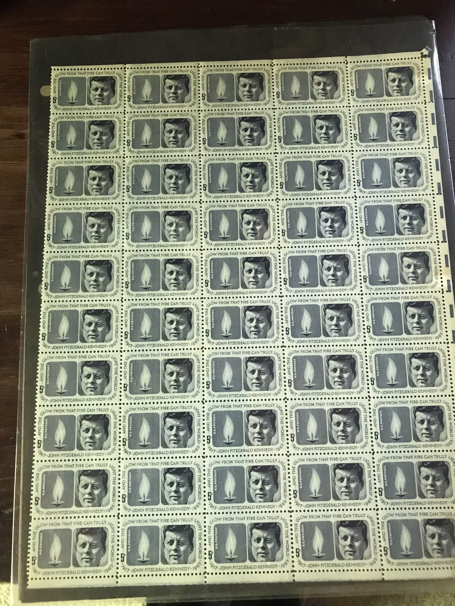 JFK Eternal Flame 5 Cent Stamps