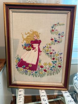 Vintage hand-embroidered picture