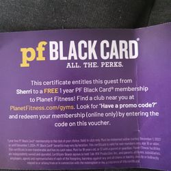Planet Fitness Black Card One Year Membership