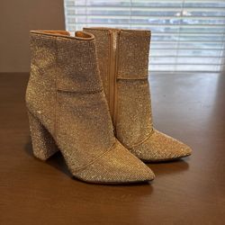 Steve Madden Silver Heeled Boots with Chunky Block Heel
