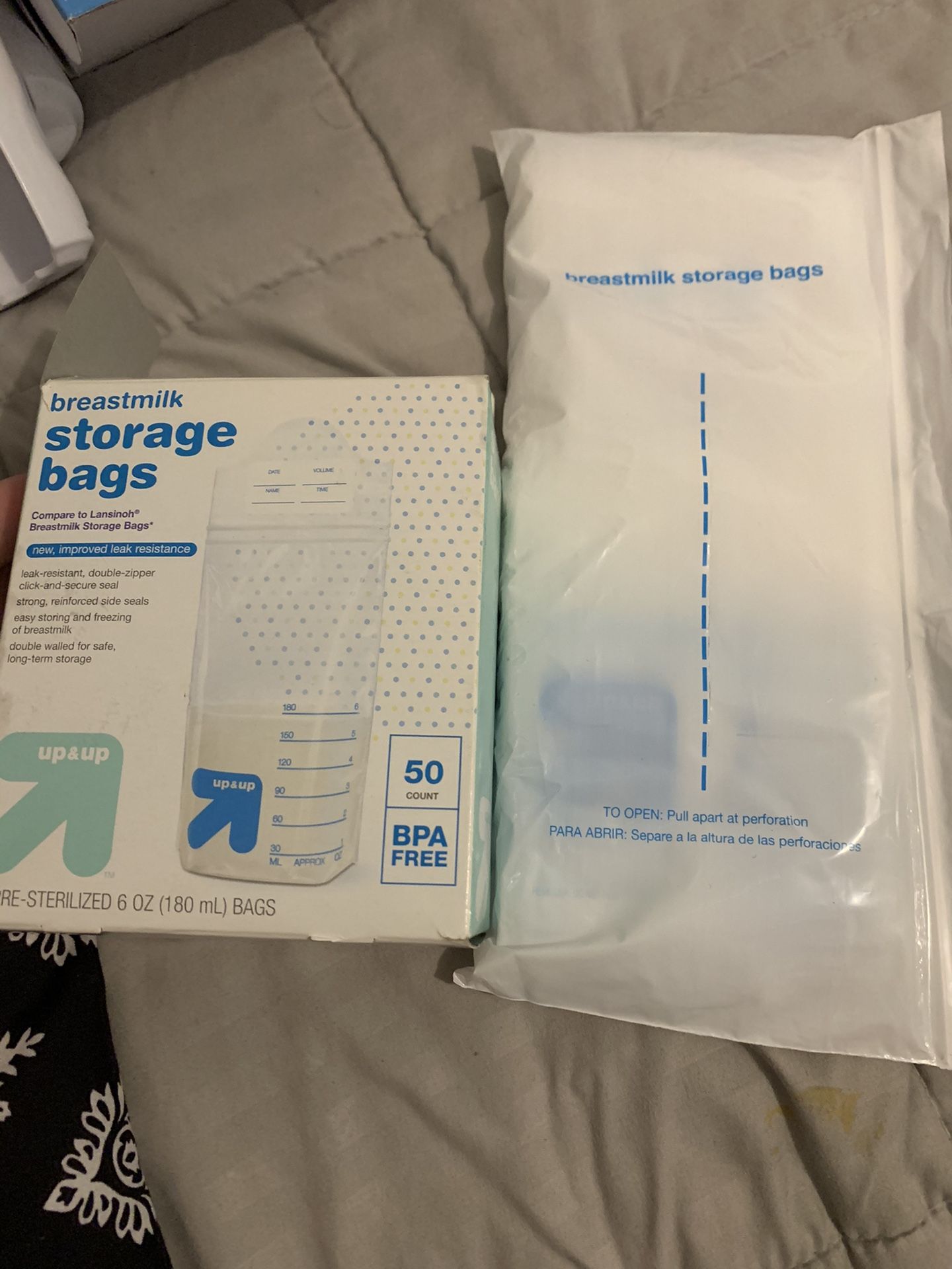 Breast milk storage bags, with Kindie storage bag bottles with attachments