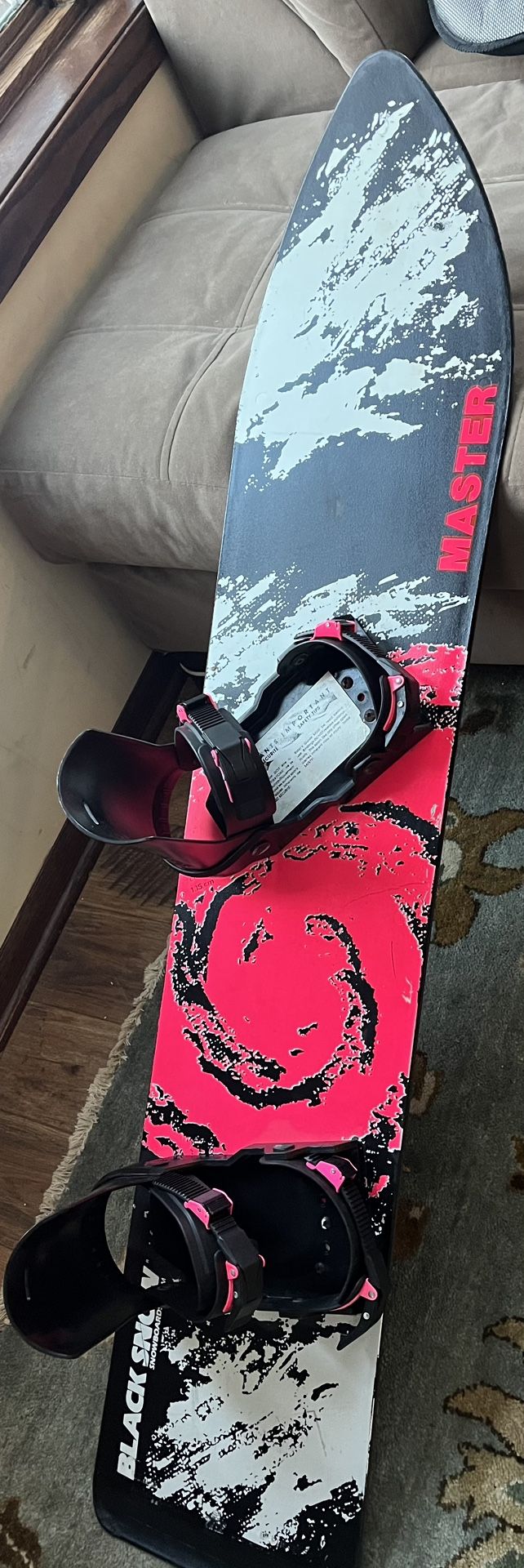 Black Snow Master 135cm Snowboard-Adjustable Boot from Child-Adult 10