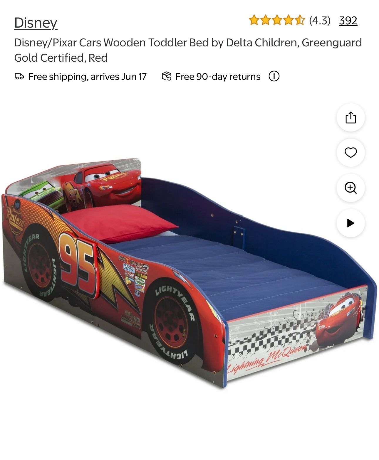 Free Toddler Bed (Cars Disney)/cama Gratis De Niño
