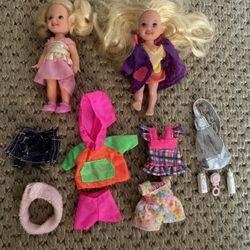 Two Kelly dolls.part of the Barbie doll line by Mattel from 1994 with outfits