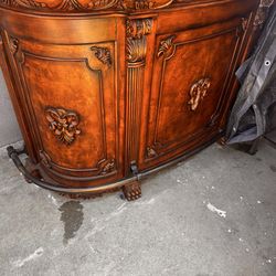 Wood bar with marble top