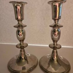 VINTAGE EMPIRE SILVER PEWTER 834 CANDLESTICKS  PAIR