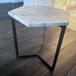 West Elm Hex Marble Side Table 18”