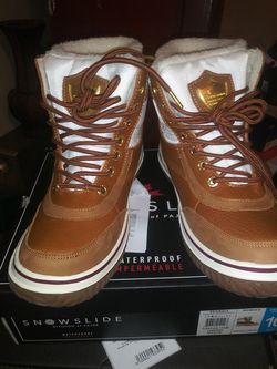 Pajar Canada Snowslide /Cream Waterproof Leather Nylon Snow Boots size 10 Retails For $65