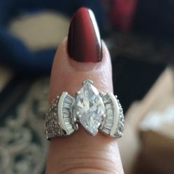 NEW! Stunning Engagement/Wedding Ring! Size 6. Rhodium Over Sterling Silver and Cubic Zirconia.