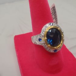Sapphire 925 And Gold Ring