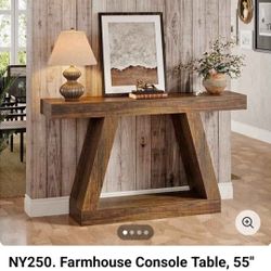 NY250. Farmhouse Console Table, 55" Sofa Table with Storage