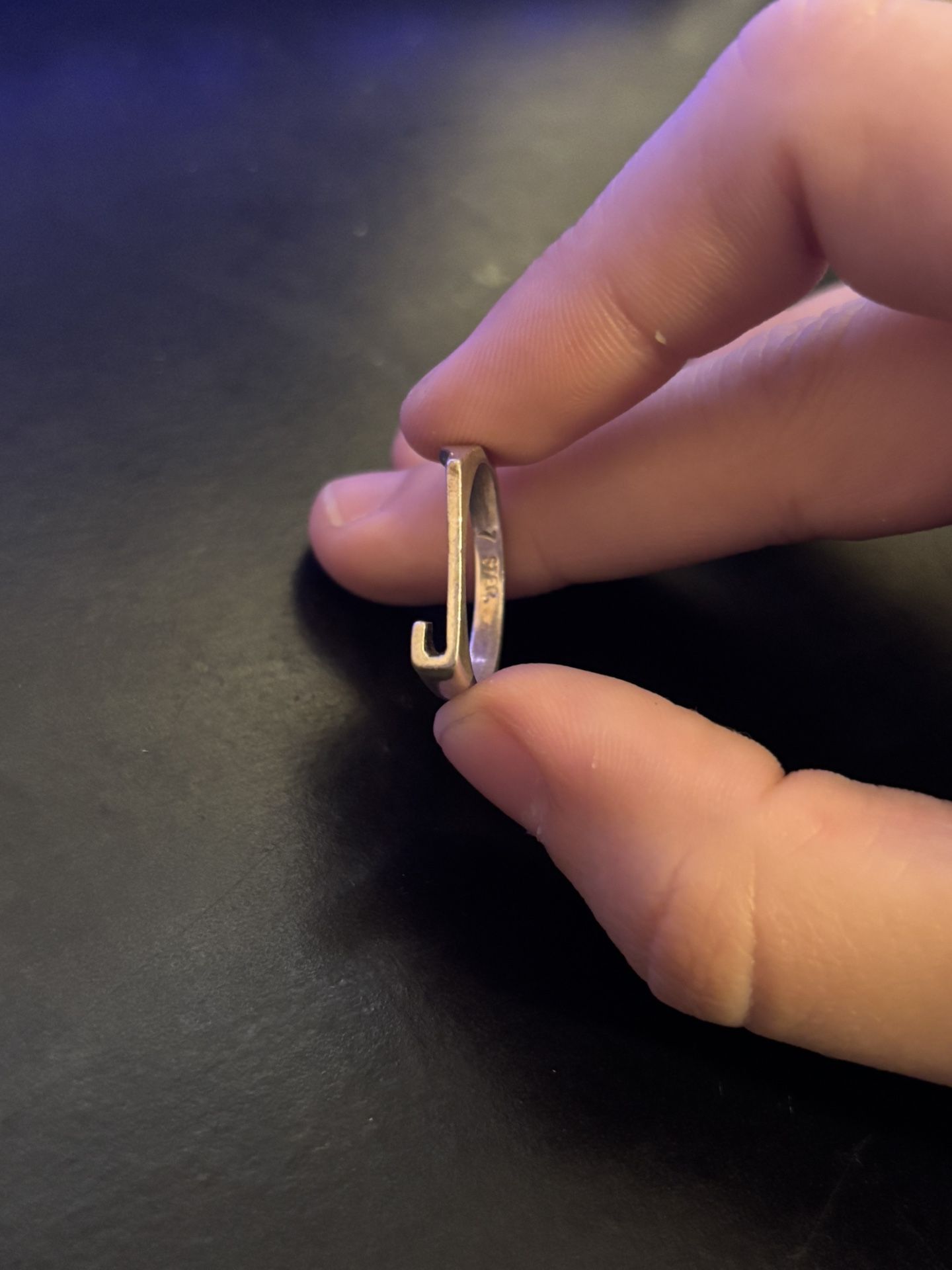 Letter J Sterling Silver Ring