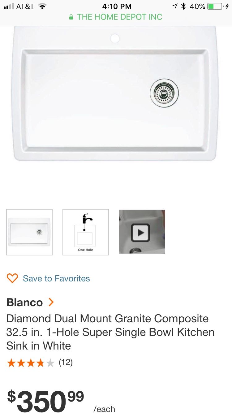 Blanco Diamond Dual Mount Granite Composite 32.5 in. 1-Hole Super Single Bowl Kitchen Sink in White