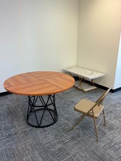 3PC Round Table + Coffee Table + Folding Chair
