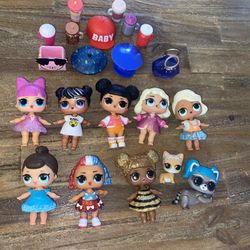 LOL dolls Used Lot 8 Dolls With Accessories And Pets 