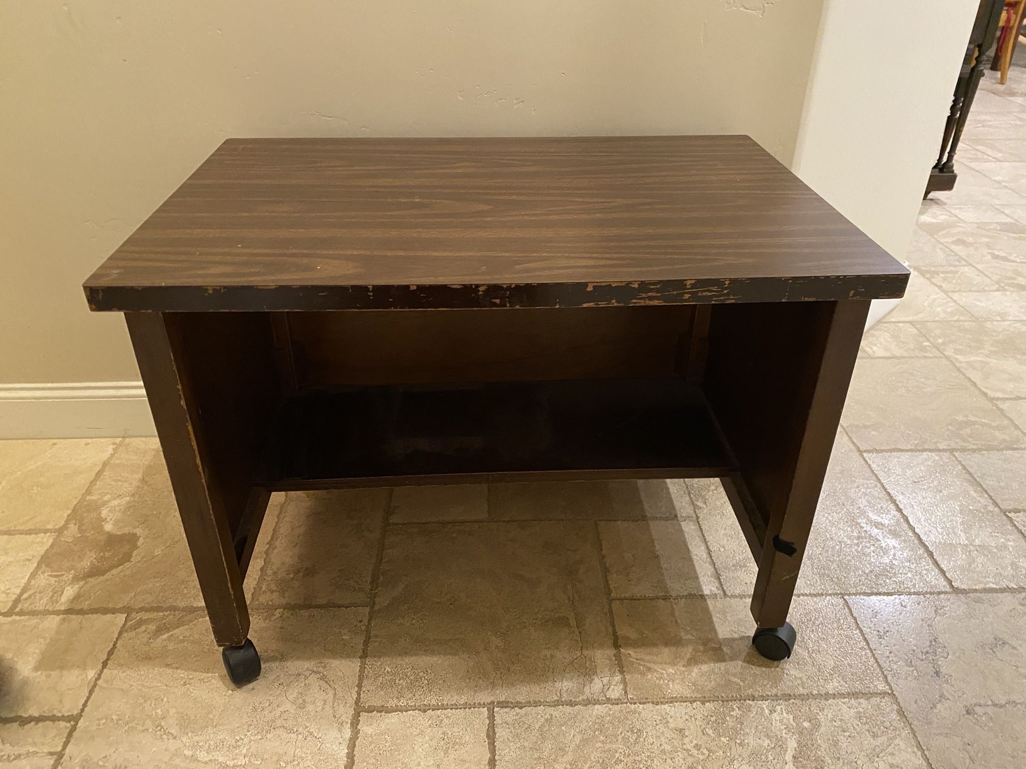 Brown Desk On Wheels