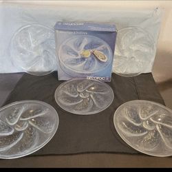 6 Vintage 1970's Arcoroc Clear Glass Oyster Plates