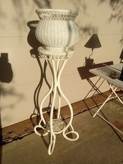 Vintage Wicker Planter Stand