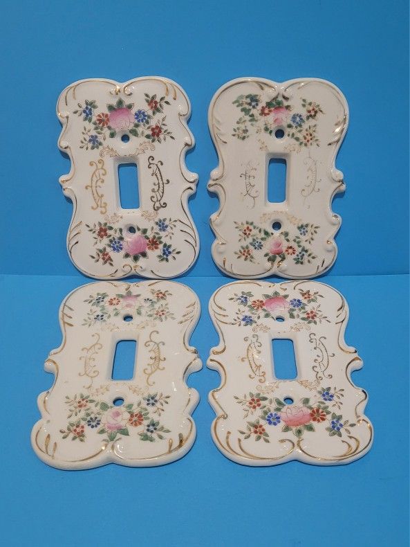 4 Vintage Original Arnart Creation Japan Porcelain Light Switch Cover #7310 R29.