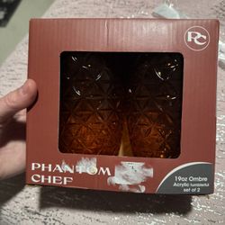 Phantom Chef Set Of 2 Orange Acrylic Cup 19 Oz 