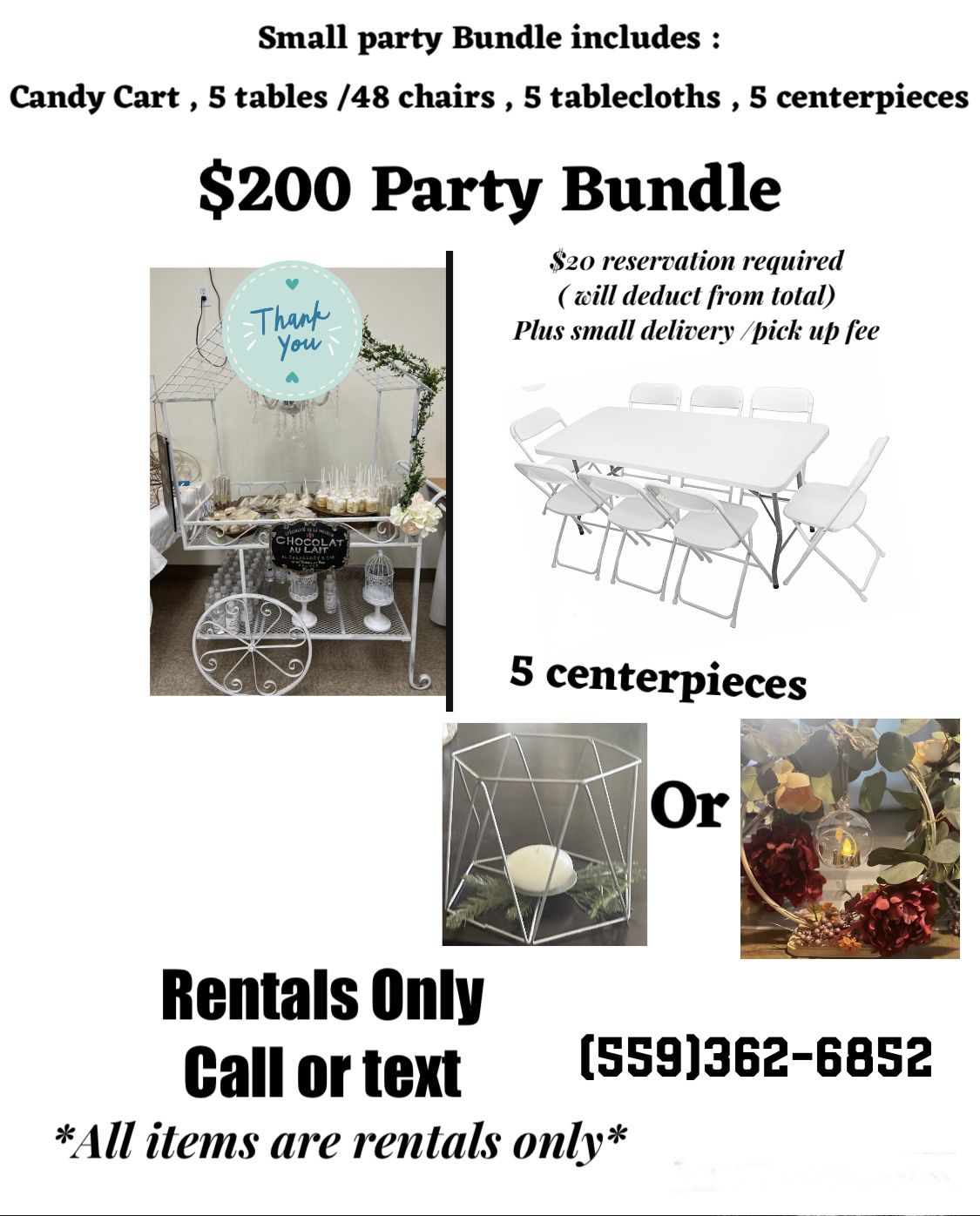 Party , Birthday, BABY SHOWER, Wedding ,Free Delivery In Hanford Only 