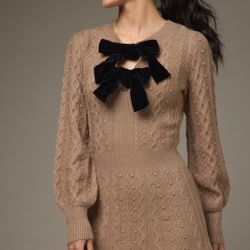 Alyssa Double Velvet Bow Mini Sweater Dress XL