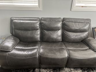 Gray Leather Sofa 