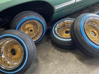 Wire Wheels 13x7 100 Spokes Center Gold with White wall tires on Chevy Impala💰223 New wheels tires