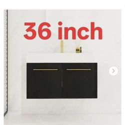 36 in. Single Sink Freestanding Green Bath Vanity with White Ceramic Top, 3-Drawers, Adjustable Shelf, Soft-Close Hinges