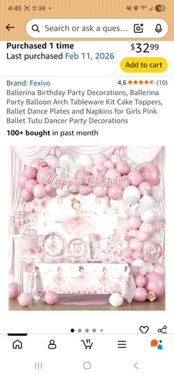 Ballerina party complete set for 25 guests