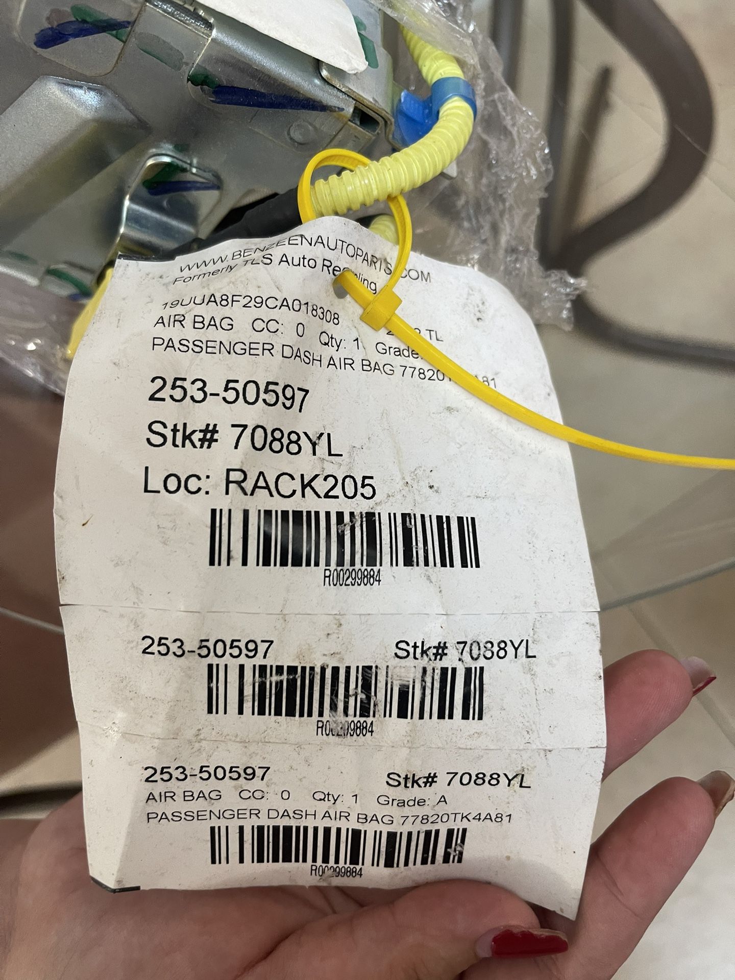 2012 Acura TL Passenger air Bag  Brand New