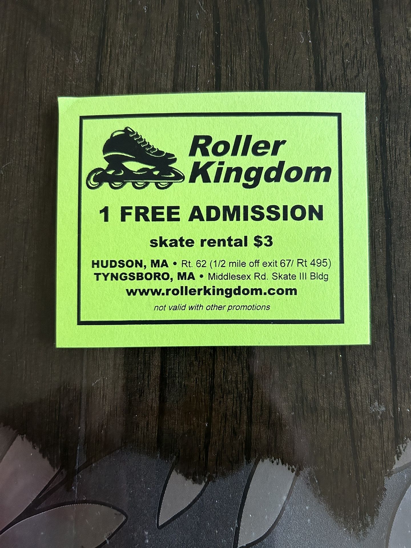Roller Kingdom /skate 3 Free Admission Passes