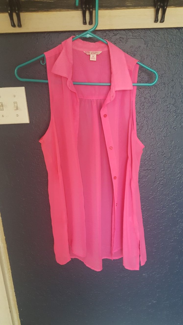 Candies Hot Pink Button Up Tank Size M