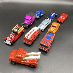 Lot Of 10 Matchbox Hot Wheels Mixed Cars Firetrucks Classic Cars Diecast