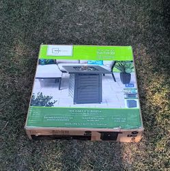 28" Square 50000 BTU Propane Gas Fire Pit Table with Lava Rocks, Metal Lid and Protective Cover