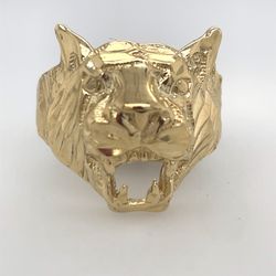 10KT Yellow Gold Tiger Face Ring 5.40g Size 11 176124/11