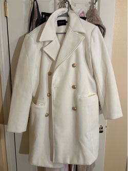 FASHION COLLECTION White Double Breasted Peacoat - XL