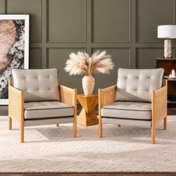 Set of 2 Gray Genuine Leather Accent Chairs