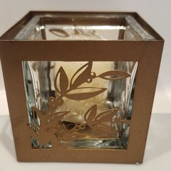 Metal And Glass Flower Votive Candle Holder