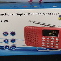 Mini FM Radio Digital Portable 3W Stereo Speaker MP3 Audio Player High Fidelity Sound Quality w/ 2 Inch Display Screen Support USB Drive TF Card AUX-i