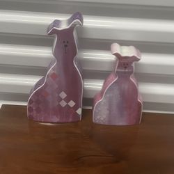 Royal Worcester Ceramic Flat Mates "Hector" the Dog & Bella Figurine 11 & 8 In.  