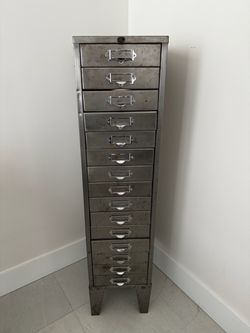 Vintage Industrial 15 Drawer Filing Cabinet 47H 36W 6D