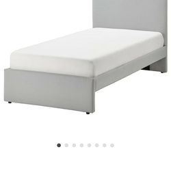 Upholstered bed frame, Kabusa light gray, Twin
