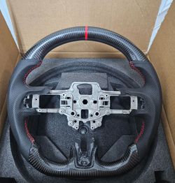 BRAND NEW 2015-2023 FORD MUSTANG ECO BOOST/ GT/ SHELBY GT350/ GT350R Real Carbon Fiber Steering Wheel Without Replacement Trim