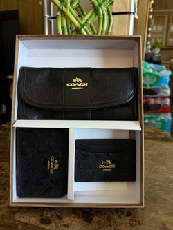 Coach black 3 piece set wallet